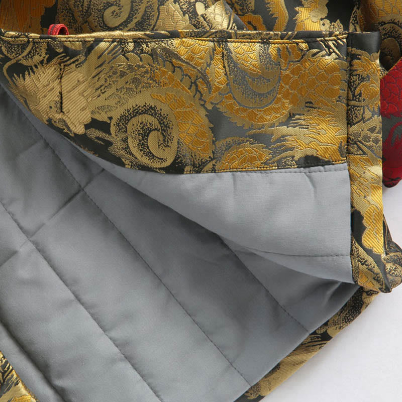 Chaqueta de hombre de manga larga con botones de rana, cálida, jacquard, con diseño de dragón de invierno y Buddha Stones, con bolsillos - image 12