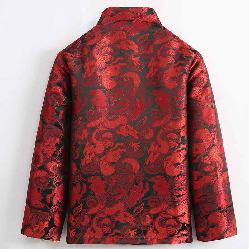 Chaqueta de hombre de manga larga con botones de rana, cálida, jacquard, con diseño de dragón de invierno y Buddha Stones, con bolsillos - image 15
