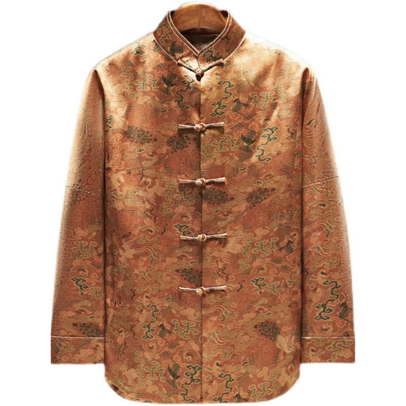 Chaqueta de manga larga para hombre con Buddha Stones, 100 % seda morera, 30 momme, Phoenix Auspicious Clouds - image 4
