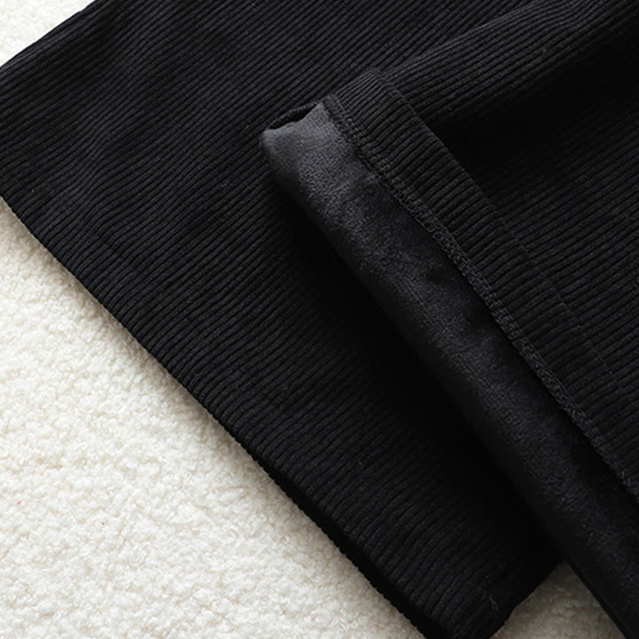 Pantalones de pana de algodón con cintura alta y forro polar para mujer, de Buddha Stones, con pernera ancha y bolsillos - image 15