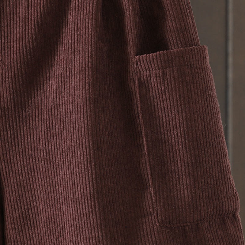 Pantalones de pana de algodón con cintura alta y forro polar para mujer, de Buddha Stones, con pernera ancha y bolsillos - image 5