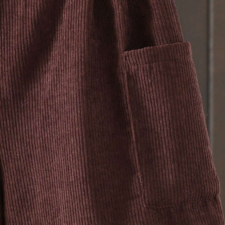 Pantalones de pana de algodón con cintura alta y forro polar para mujer, de Buddha Stones, con pernera ancha y bolsillos - image 5