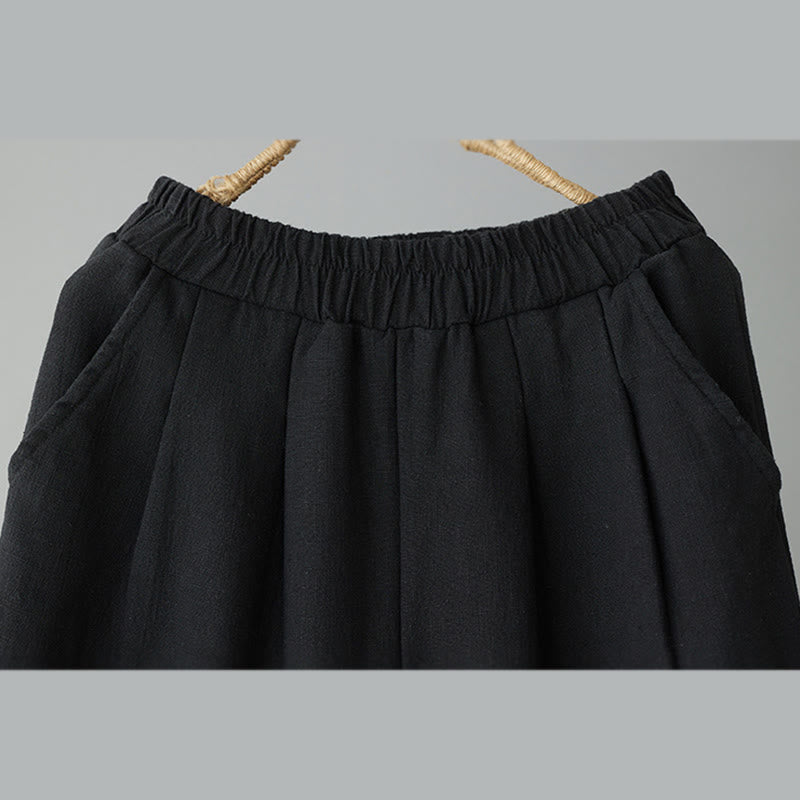 Pantalones tobilleros de algodón con forro polar térmico y bolsillos para mujer de Buddha Stones Winter - image 8