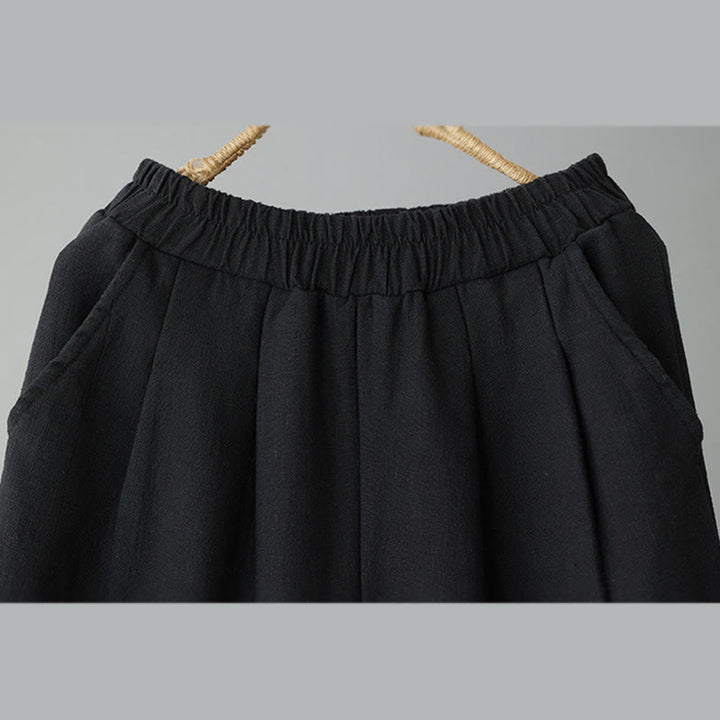 Pantalones tobilleros de algodón con forro polar térmico y bolsillos para mujer de Buddha Stones Winter - image 8