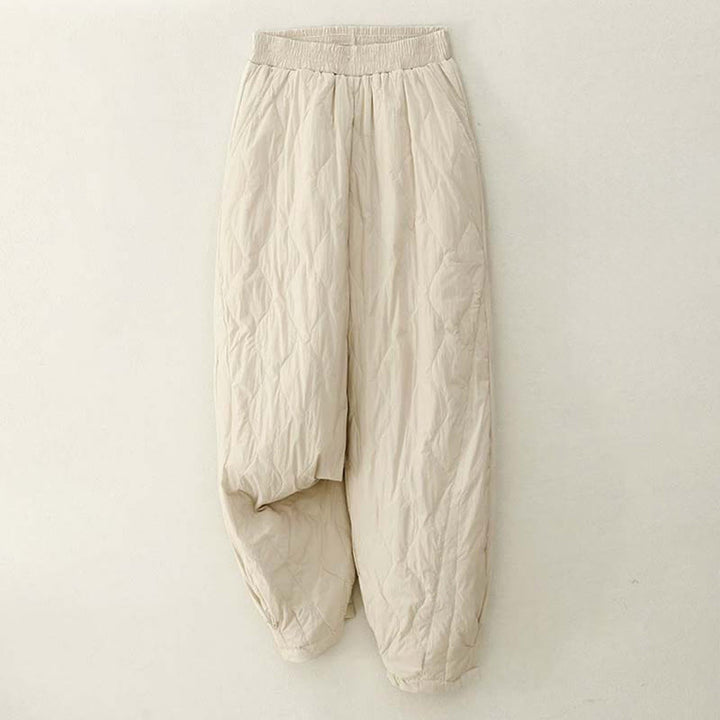 Pantalones térmicos de algodón para mujer, de color liso, con bolsillos , de Buddha Stones, para invierno - Beige - US8-10，UK/AU12-14，EU40-42 (2XL) - image 0