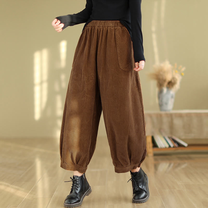 Pantalones harén de pana para mujer con cintura elástica y bolsillos, diseño Buddha Stones - image 2