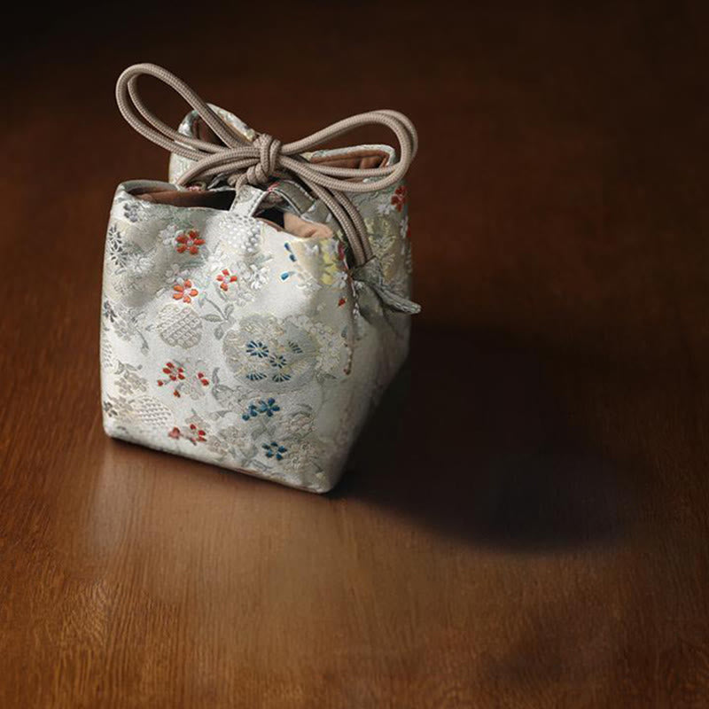 Bolsa de regalo pequeña para guardar joyas con diseño de flores y Buddha Stones, 8 x 8 x 8 cm - image 7
