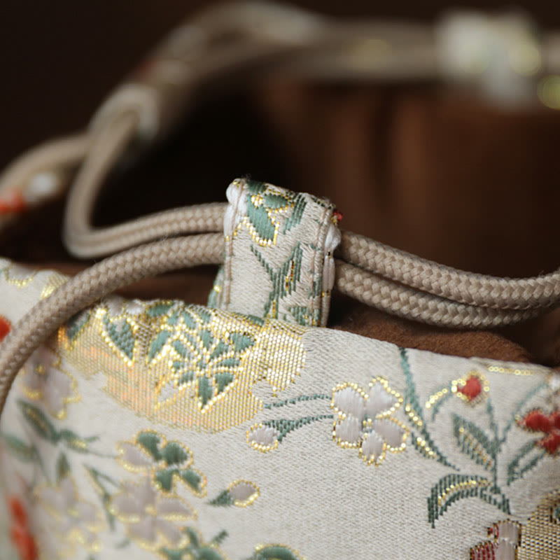 Bolsa de regalo pequeña para guardar joyas con diseño de flores y Buddha Stones, 8 x 8 x 8 cm - image 3
