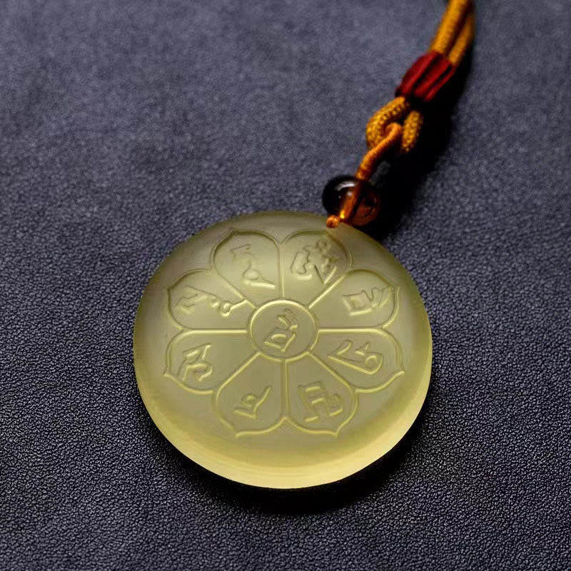Collar con colgante de ocho pétalos con Buddha Stones, cristal Liuli, mantra del dios de la riqueza y la abundancia - image 3