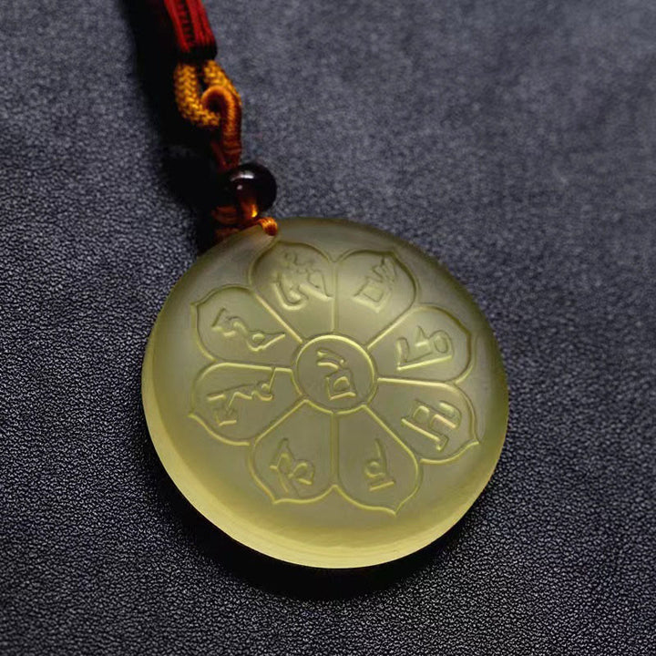 Collar con colgante de ocho pétalos con Buddha Stones, cristal Liuli, mantra del dios de la riqueza y la abundancia - image 2
