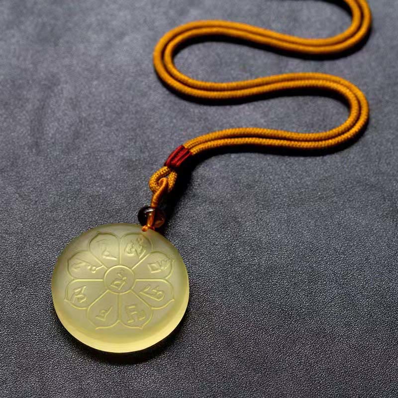 Collar con colgante de ocho pétalos con Buddha Stones, cristal Liuli, mantra del dios de la riqueza y la abundancia - image 1