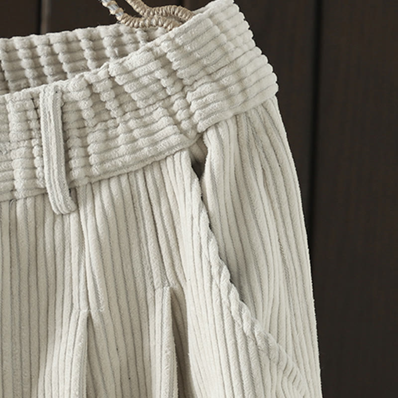 Pantalones harén Buddha Stones de invierno para mujer, de pana lisa, de algodón, de cintura alta, forrados con vellón y bolsillos - image 4