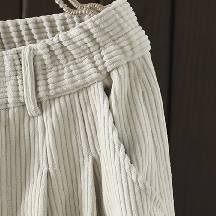 Pantalones harén Buddha Stones de invierno para mujer, de pana lisa, de algodón, de cintura alta, forrados con vellón y bolsillos - image 4