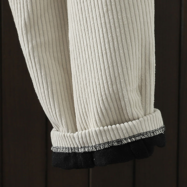 Pantalones harén Buddha Stones de invierno para mujer, de pana lisa, de algodón, de cintura alta, forrados con vellón y bolsillos - image 9