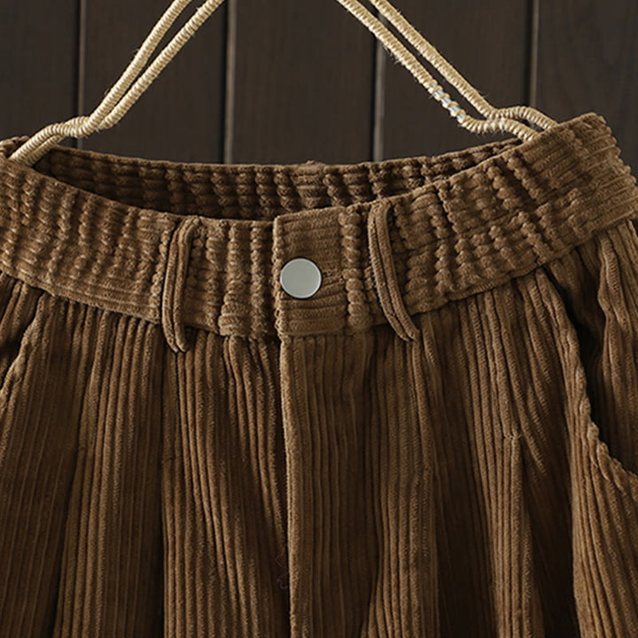 Pantalones harén Buddha Stones de invierno para mujer, de pana lisa, de algodón, de cintura alta, forrados con vellón y bolsillos - image 19