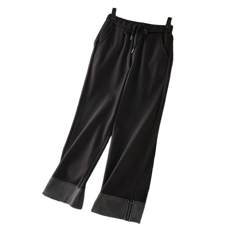 Pantalones de invierno para mujer con cintura elástica, pierna recta y bolsillos, estilo casual , de Buddha Stones - image 5