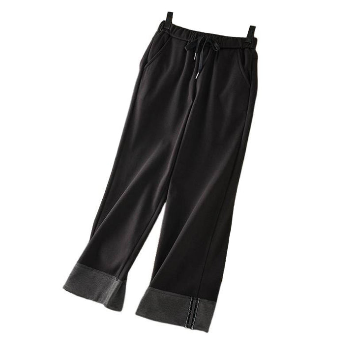 Pantalones de invierno para mujer con cintura elástica, pierna recta y bolsillos, estilo casual , de Buddha Stones - image 5