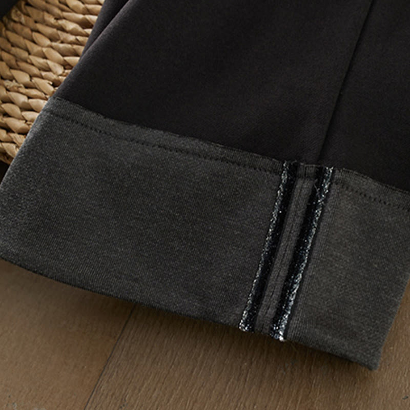 Pantalones de invierno para mujer con cintura elástica, pierna recta y bolsillos, estilo casual , de Buddha Stones - image 2