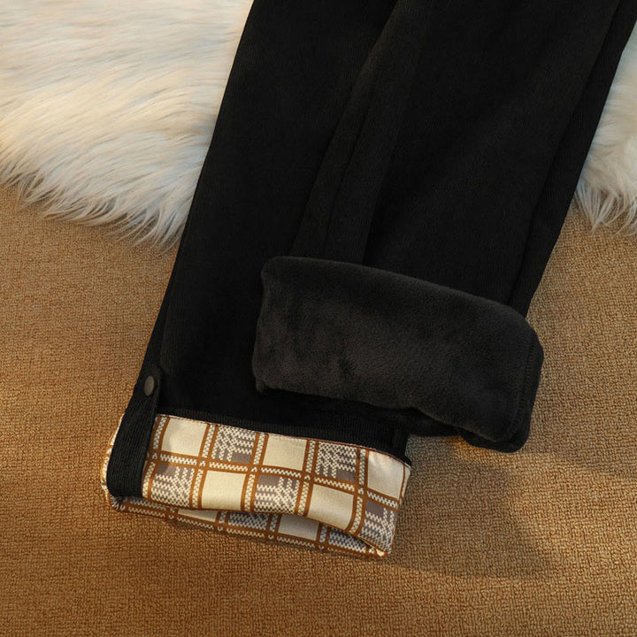 Pantalones anchos de pana de algodón con forro polar y bolsillos para mujer de Buddha Stones - image 21