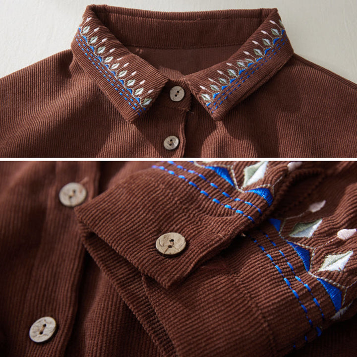 Vestido midi de manga larga con bolsillos y diseño floral bordado con Buddha Stones - image 3