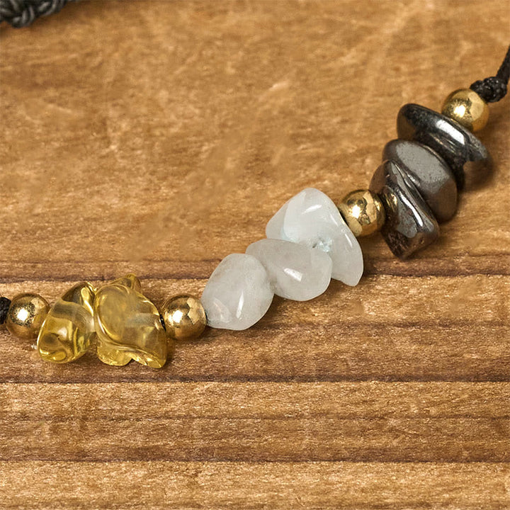 Pulsera de cuerda con tarjeta de éxito de Buddha Stones, citrino, aventurina verde y pirita - image 4