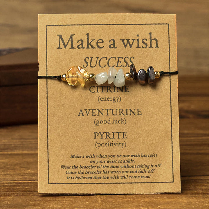 Pulsera de cuerda con tarjeta de éxito de Buddha Stones, citrino, aventurina verde y pirita - image 1