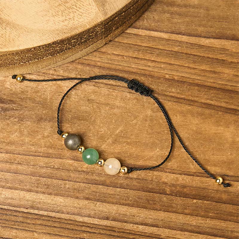 Pulsera de cuerda con tarjeta de éxito de Buddha Stones, citrino, aventurina verde y pirita - image 13