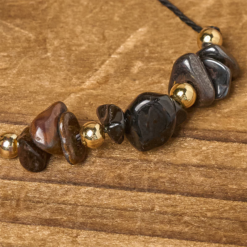 Pulsera de cuerda con tarjeta de protección de pirita, turmalina negra y ojo de tigre de Buddha Stones - image 4
