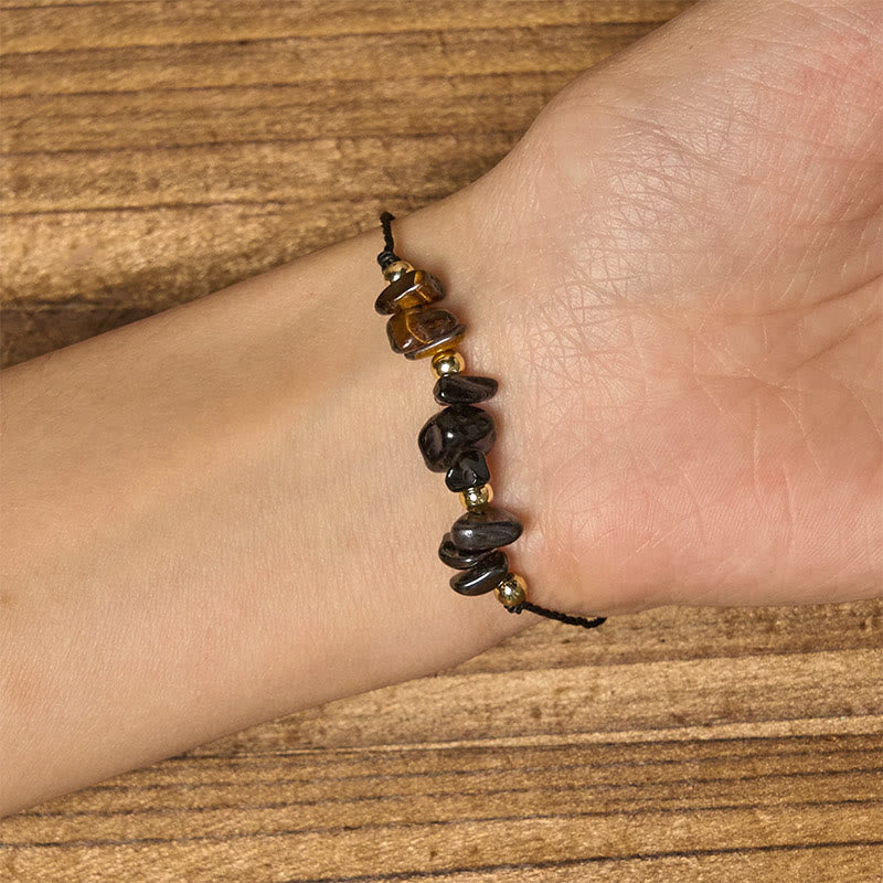 Pulsera de cuerda con tarjeta de protección de pirita, turmalina negra y ojo de tigre de Buddha Stones - image 5