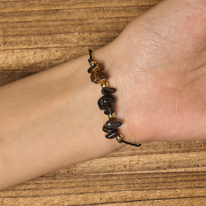 Pulsera de cuerda con tarjeta de protección de pirita, turmalina negra y ojo de tigre de Buddha Stones - image 5