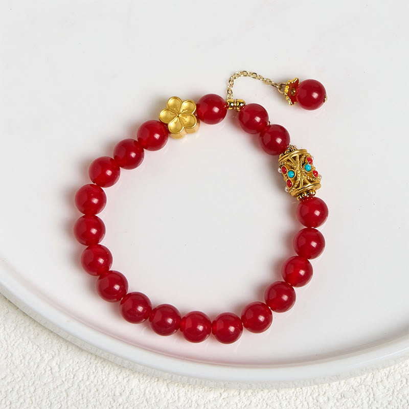 Pulsera de positividad con flores de cristal de ágata blanca tibetana y Buddha Stones - image 7