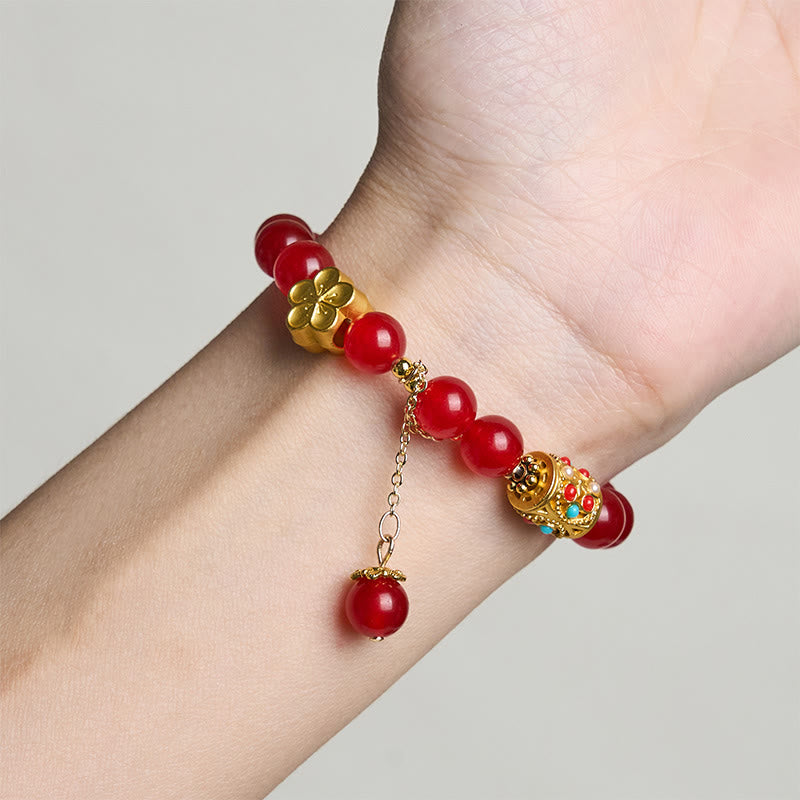 Pulsera de positividad con flores de cristal de ágata blanca tibetana y Buddha Stones - image 8