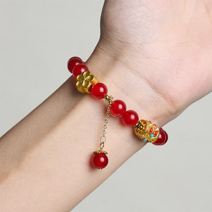 Pulsera de positividad con flores de cristal de ágata blanca tibetana y Buddha Stones - image 8