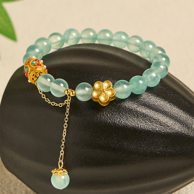Pulsera de positividad con flores de cristal de ágata blanca tibetana y Buddha Stones - image 16