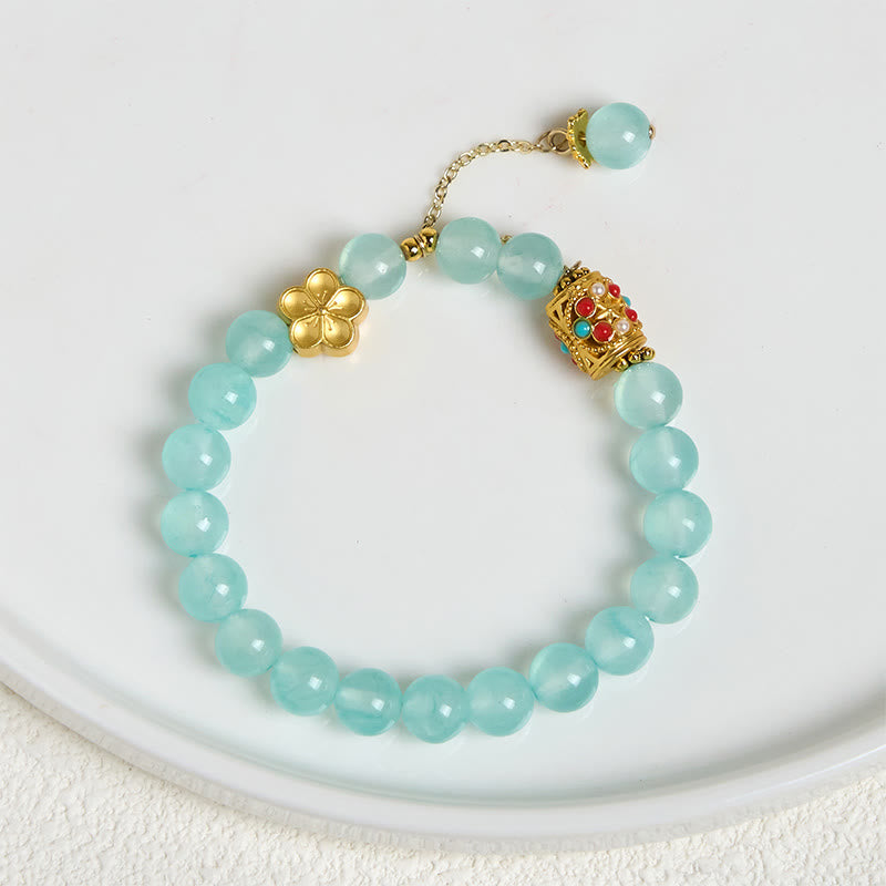 Pulsera de positividad con flores de cristal de ágata blanca tibetana y Buddha Stones - image 17