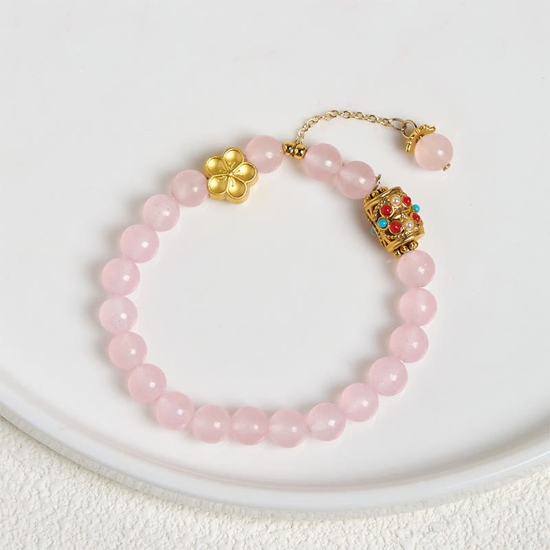 Pulsera de positividad con flores de cristal de ágata blanca tibetana y Buddha Stones - image 12