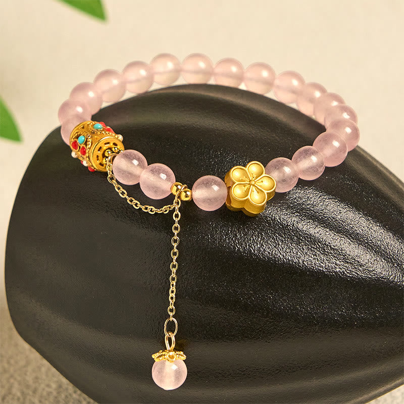 Pulsera de positividad con flores de cristal de ágata blanca tibetana y Buddha Stones - image 11