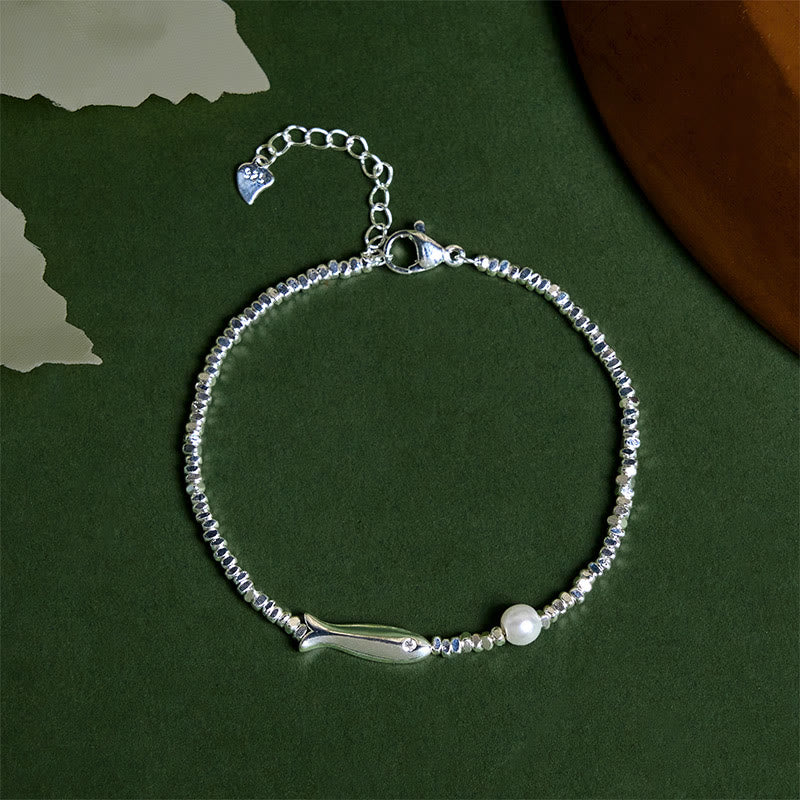 Pulsera de la suerte con perlas de pez koi y Buddha Stones bañadas en cobre y plata - Pez koi de cobre (circunferencia de la muñeca: 15-17 cm) - image 0