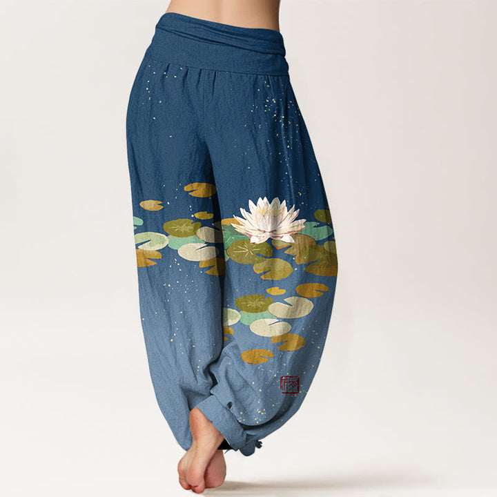 Pantalones harén de algodón puro con cintura elástica para mujer, estampados de Buddha Stones - image 10