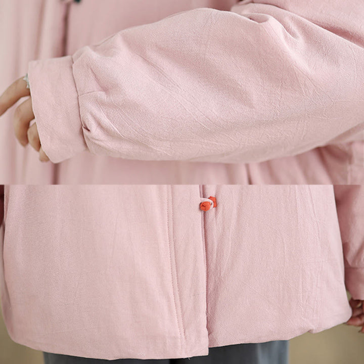 Chaqueta gruesa de algodón de manga larga con botones de rana chinos para mujer, de Buddha Stones, con bolsillos, para invierno - image 7