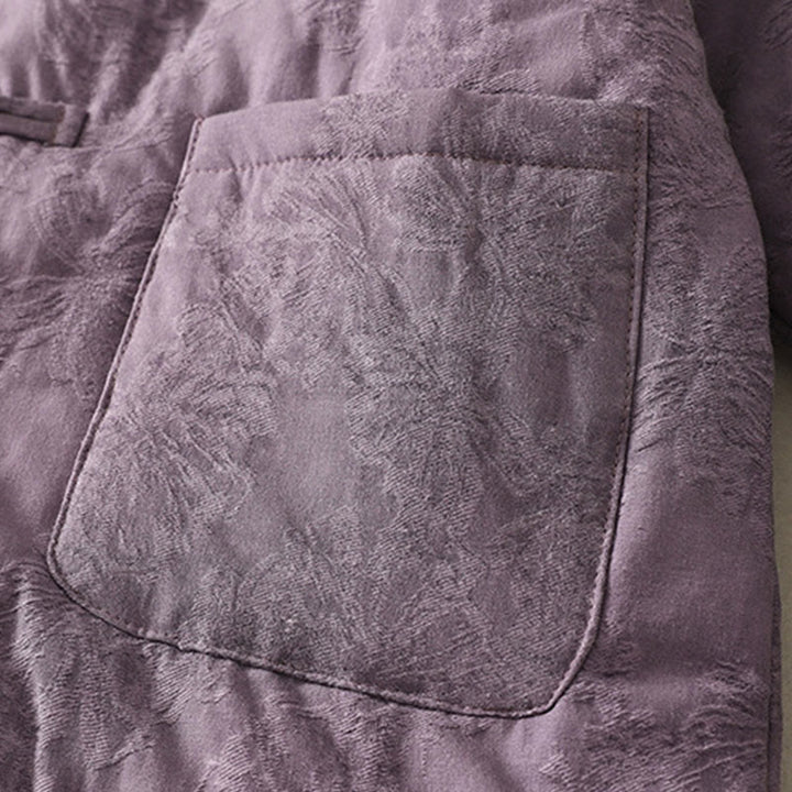 Chaqueta de manga larga con botones de rana y bolsillos para mujer de Buddha Stones - image 2