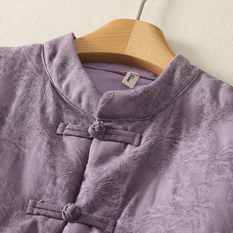 Chaqueta de manga larga con botones de rana y bolsillos para mujer de Buddha Stones - image 1