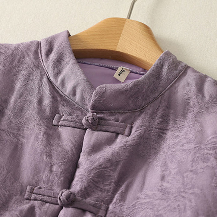 Chaqueta de manga larga con botones de rana y bolsillos para mujer de Buddha Stones - image 1