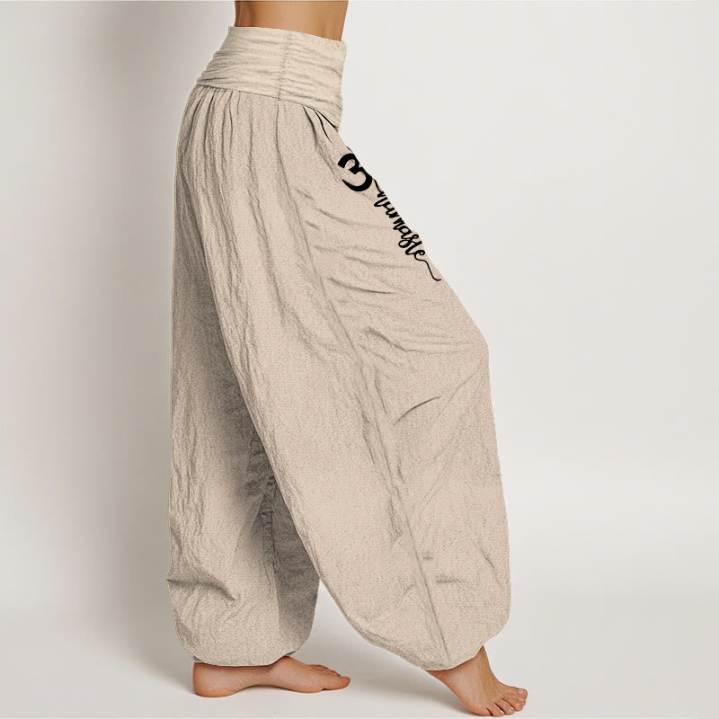 Buddha Stones Pantalones harén de algodón puro con cintura elástica para mujer con estampado Namaste Om - image 16