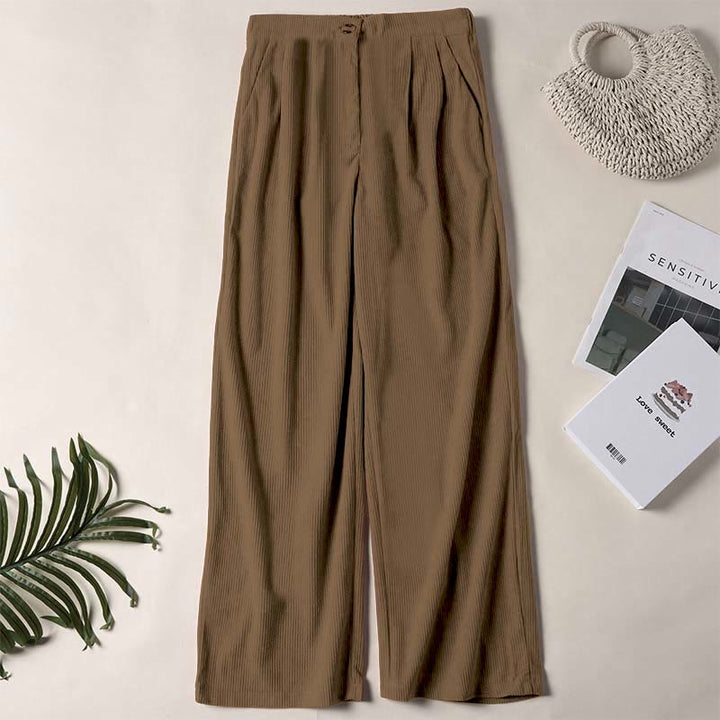 Pantalones casuales de pana rectos con bolsillos para mujer Buddha Stones - Vara de oro oscuro - US14，UK/AU18，EU46 (2XL) - image 0