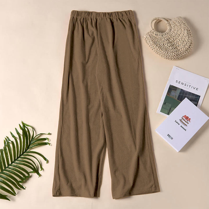 Pantalones casuales de pana rectos con bolsillos para mujer Buddha Stones - image 1