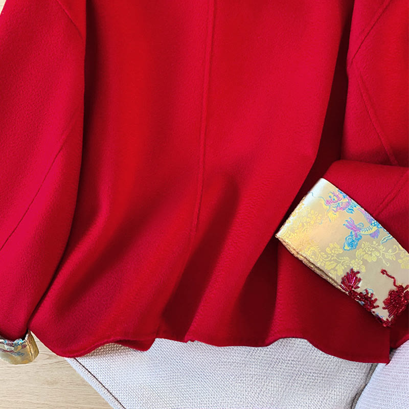 Chaqueta de algodón de manga larga para mujer con diseño de botones bordados de invierno y Buddha Stones, con bolsillos - image 7