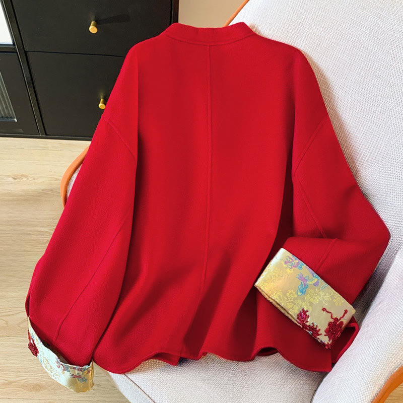 Chaqueta de algodón de manga larga para mujer con diseño de botones bordados de invierno y Buddha Stones, con bolsillos - image 2