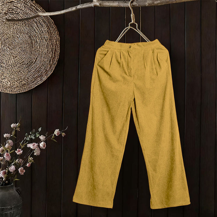Pantalones casuales de pana rectos con bolsillos para mujer Buddha Stones - image 19