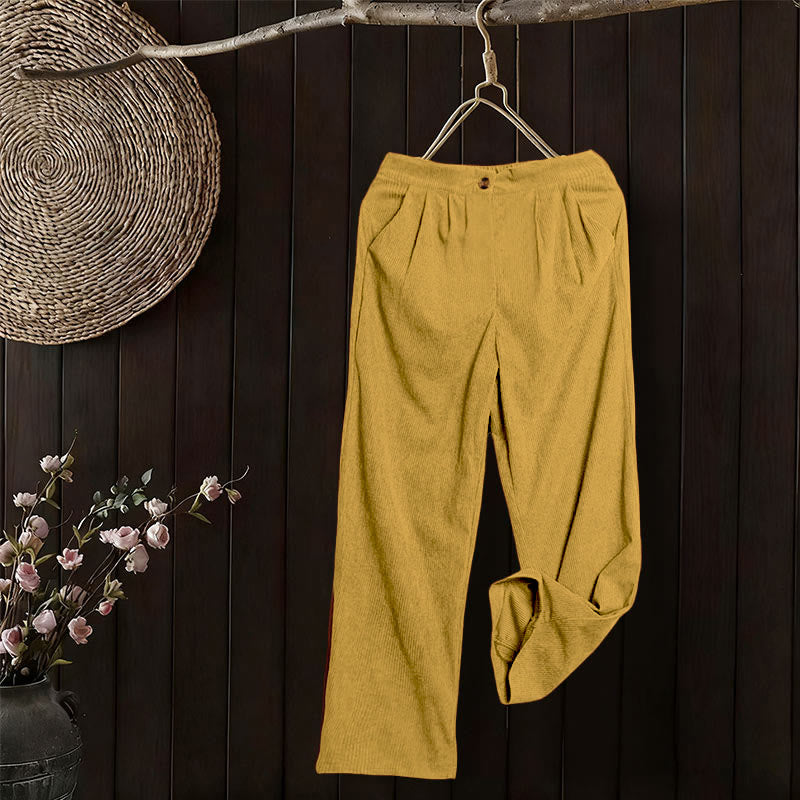 Pantalones casuales de pana rectos con bolsillos para mujer Buddha Stones - image 17